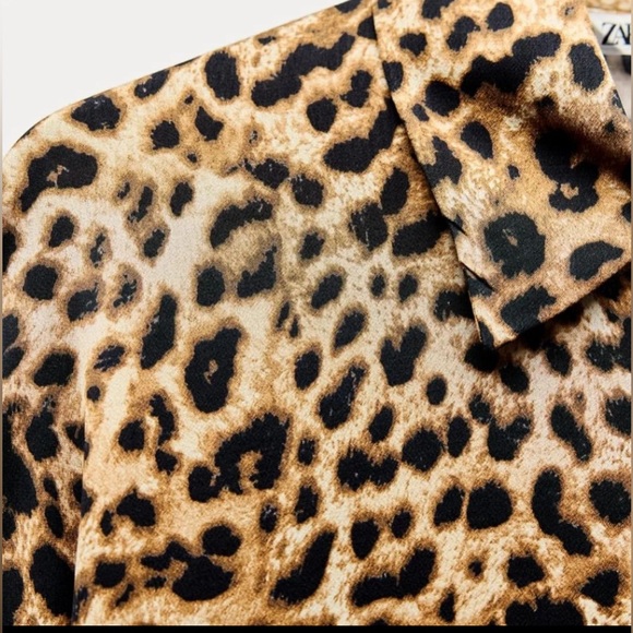Zara ZW Collection Oversized Animal Print Boho Shirt Size XS - Picture 2 of 11